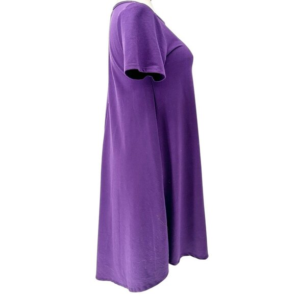 LuLaRoe Carly Dress Womens M Purple Short Sleeve Relaxed Fit With Pocket Comfy - Picture 8 of 10